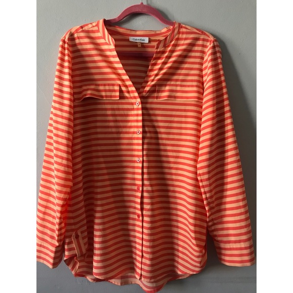 Calvin Klein | Striped Button Down Blouse - Picture 1 of 2